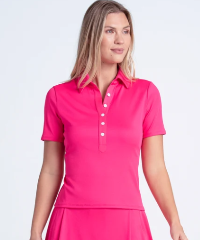 Lucky in Love PREPPY GOLF PLEASE Short Sleeve Rib Line Polo