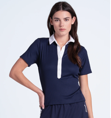 Lucky in Love PREPPY GOLF PLEASE Short Sleeve Rib Line Polo