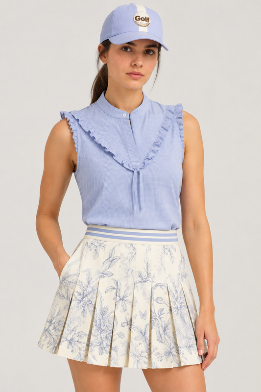 HEAD GOLF Ruffle Seersucker Sleeveless Top (Multiple Colors)