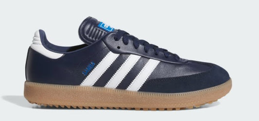 Adidas Samba Spikeless Golf Shoes in Night Indigo / Cloud White / Blue Bird