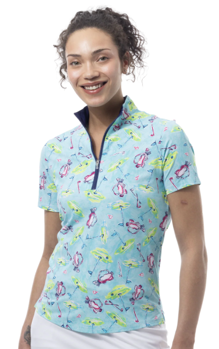 SanSoleil SolAir Cool Ultra-Mesh Short Sleeve Zip Mock (Multiple Colors)