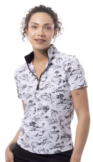 SanSoleil SolAir Cool Ultra-Mesh Short Sleeve Zip Mock (Multiple Colors)