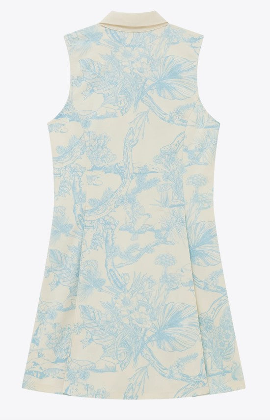 HEAD GOLF Signature Sleeveless Polo Dress in Blue-Botanical