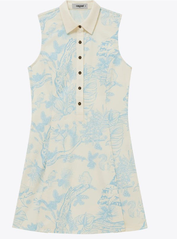 HEAD GOLF Signature Sleeveless Polo Dress in Blue-Botanical