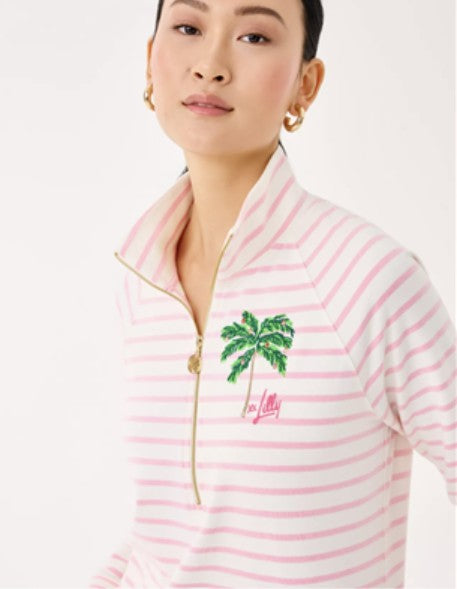 LILLY PULIZTER Skipper Popover Long Sleeve Palm Tree