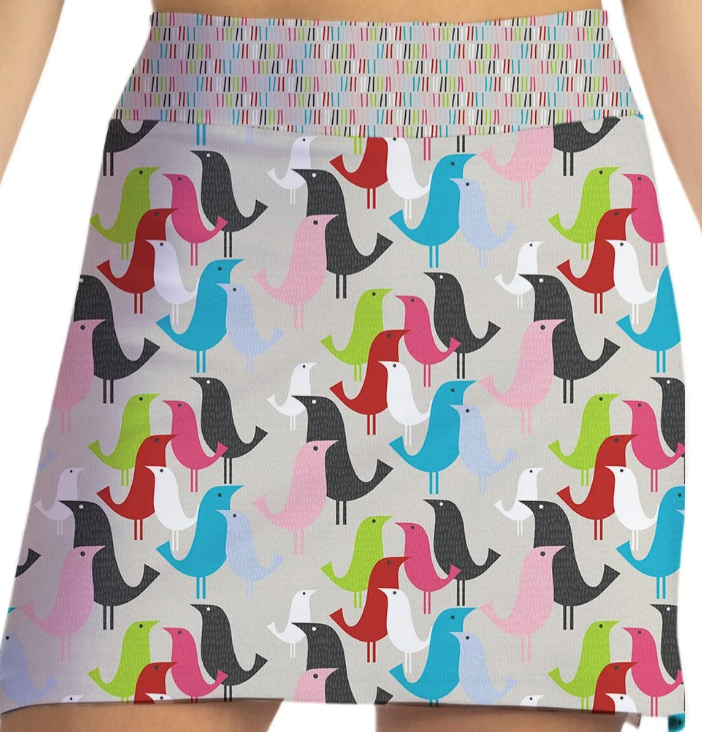 Skort Obsession Birds of a Feather Pattern Skort 17"