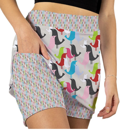 Skort Obsession Birds of a Feather Pattern Skort 17"