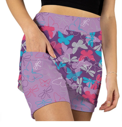 Skort Obsession Flutter Fusion Butterfly Pattern Skort 17"