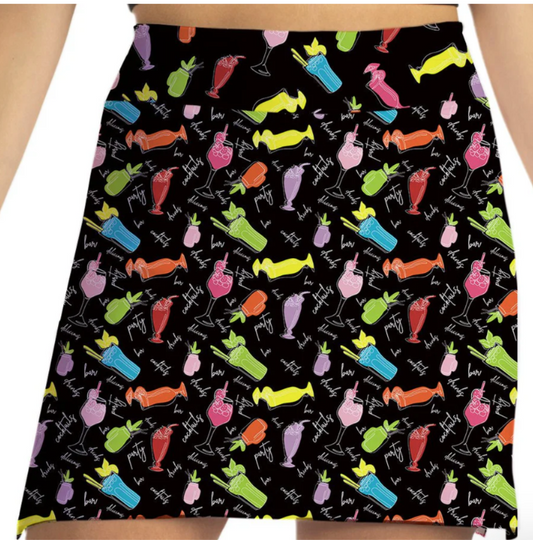 Skort Obsession SIP HAPPENS Pattern Skort (Multiple Colors)