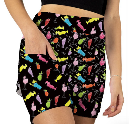 Skort Obsession SIP HAPPENS Pattern Skort (Multiple Colors)