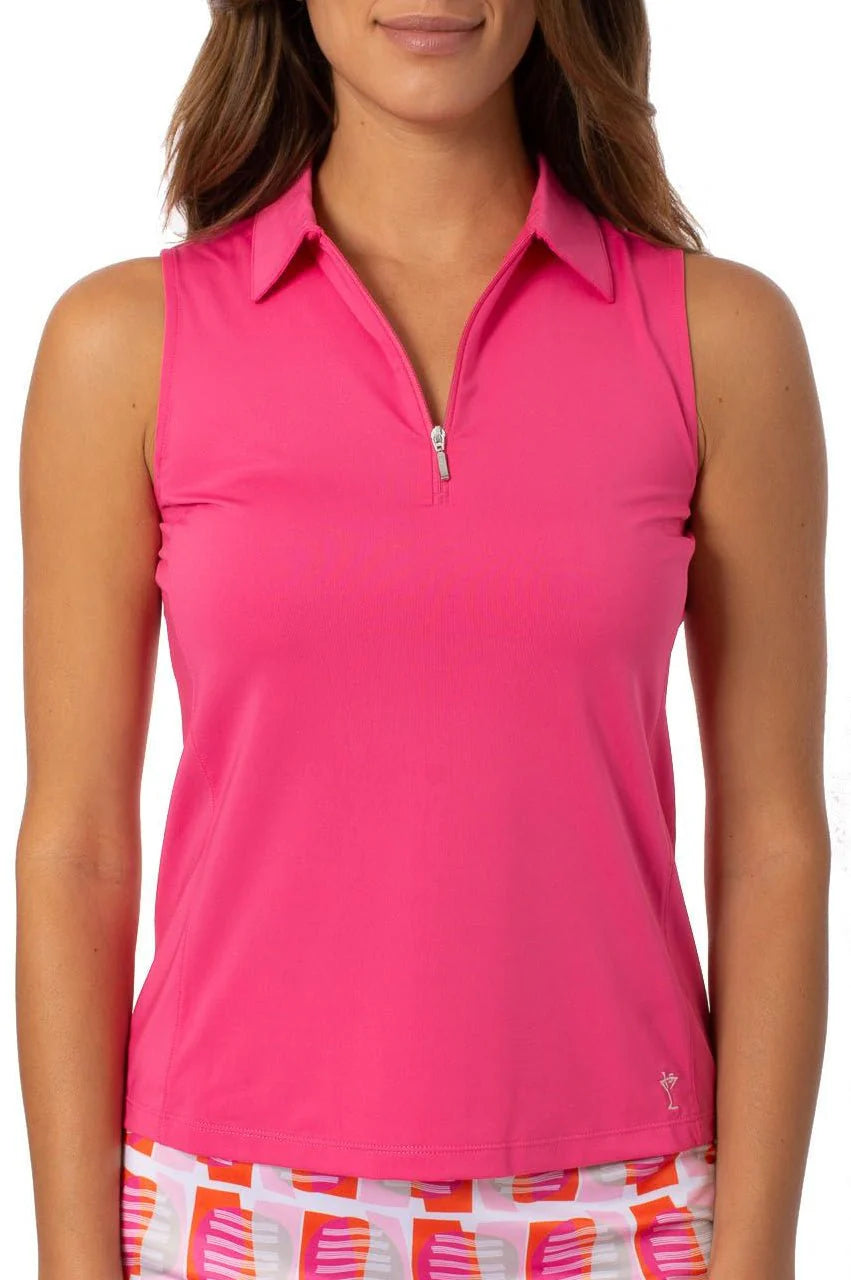 GOLFTINI SLEEVELESS ZIP POLO (Multiple Colors)