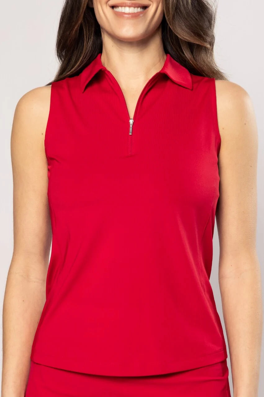GOLFTINI SLEEVELESS ZIP POLO (Multiple Colors)