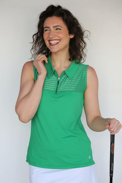 FAMARA Emerald Sleeveless Sheer Golf Shirt