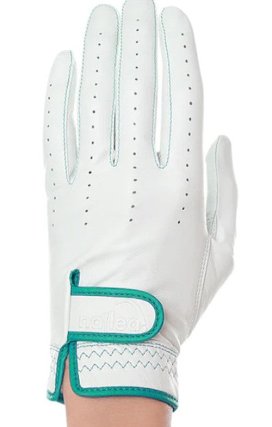 Nailed Golf Premium Elongated Leather Golf Gloves White (Multiple Accents)