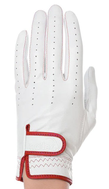 Nailed Golf Premium Elongated Leather Golf Gloves White (Multiple Accents)
