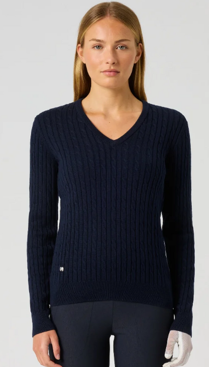 Daily Sports Madelene Cable Knit V-Neck Sweater (Multiple Colors)