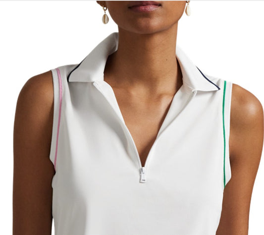 Ralph Lauren RLX SLEEVELESS AIR TECH PIQUE 1/4 ZIP TRI COLOR PULLOVER (TAILORED FIT)