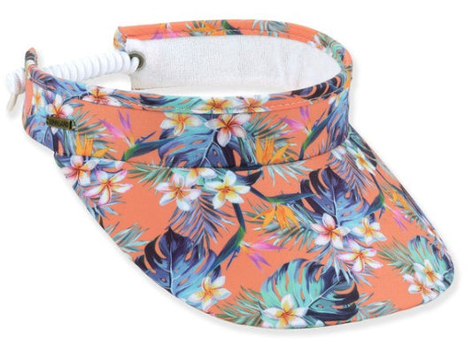 Sun N Sand Adjustable Coil Visor Tropical Flowers