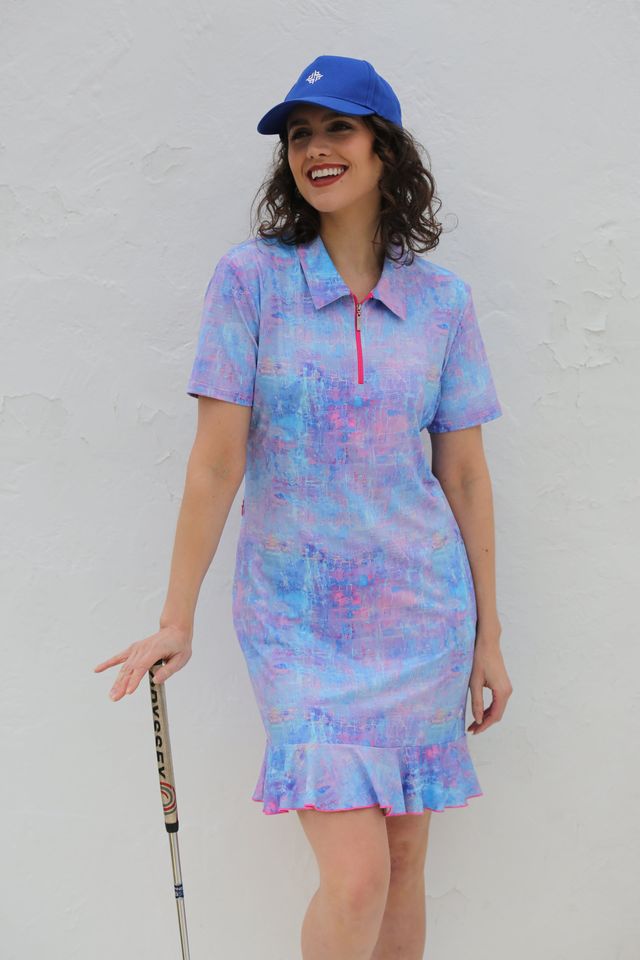 FAMARA FRAGMENTS Short Sleeve Frill Dress