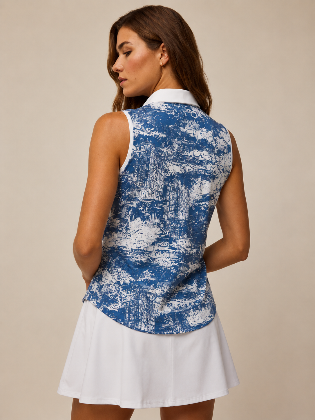 GREYSON Huntress Toile Sleeveless Vesta Mock Neck Top
