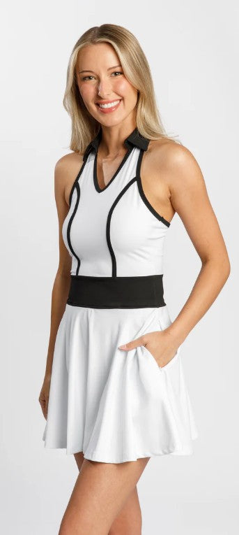 CALLIOPE GOLF Vita Contrast Sleeveless Racer Back Dress 32.5" (Multiple Colors)