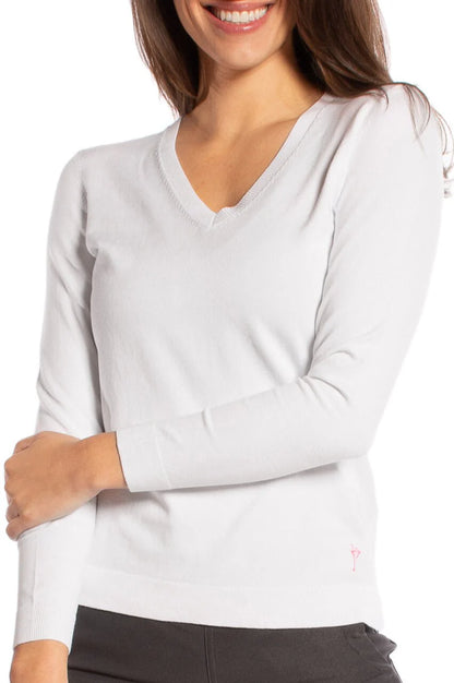 Golftini White Stretch V-Neck Sweater