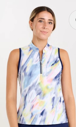 Sofibella Aurora Sky Sleeveless Zip Polo