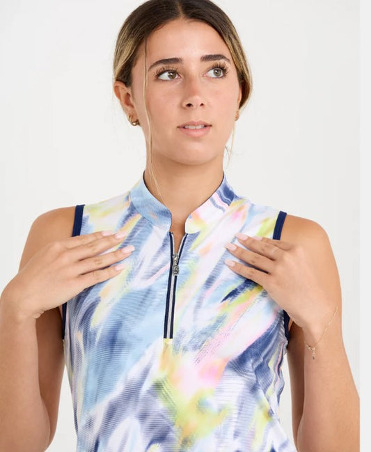 Sofibella Aurora Sky Sleeveless Zip Polo