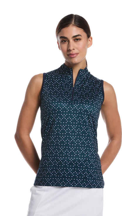 Callaway Apparel Quarter Zip Sleeveless Mock Neck Shirt