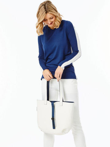 Belyn Key White/Blue Keystone Tote - Gals on and off the Green