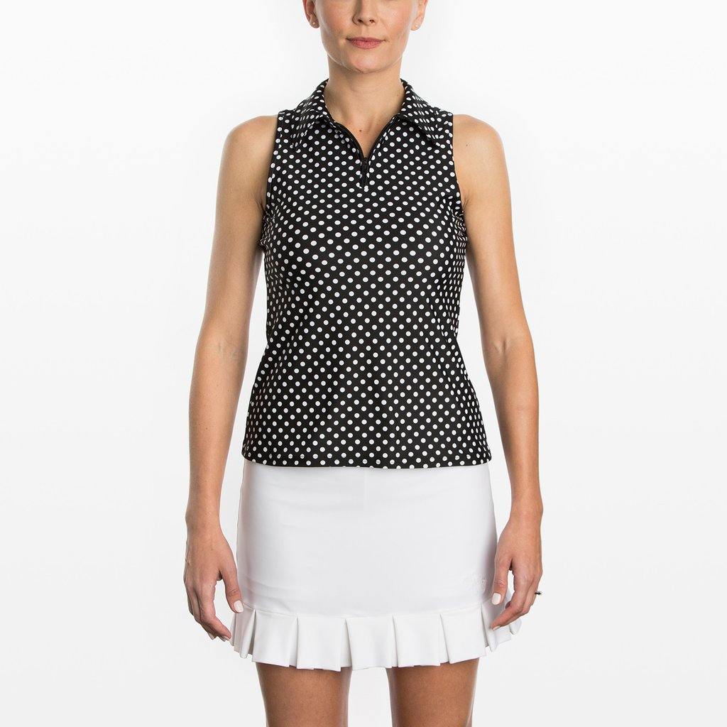 Tzu Tzu Allie Dotty Print Sleeveless Polo (Multiple Colors) - Gals on and off the Green