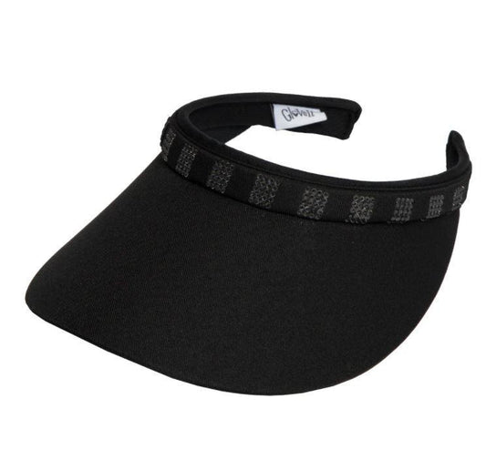 GloveIt Black Bling Square Crystals Slide On Visor - Gals on and off the Green
