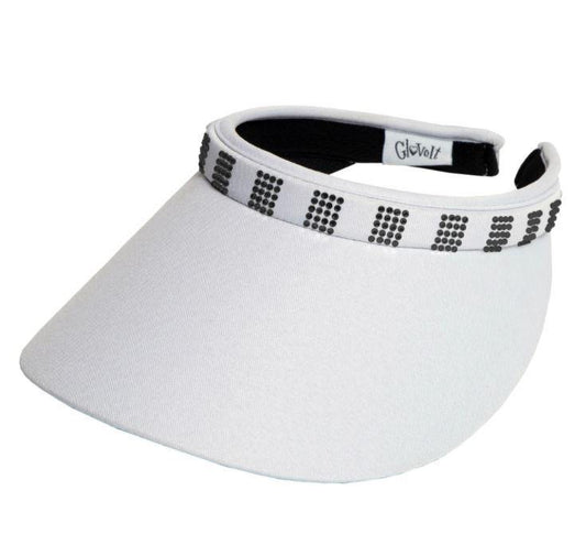 GloveIt White Bling Square Crystals Slide On Visor - Gals on and off the Green
