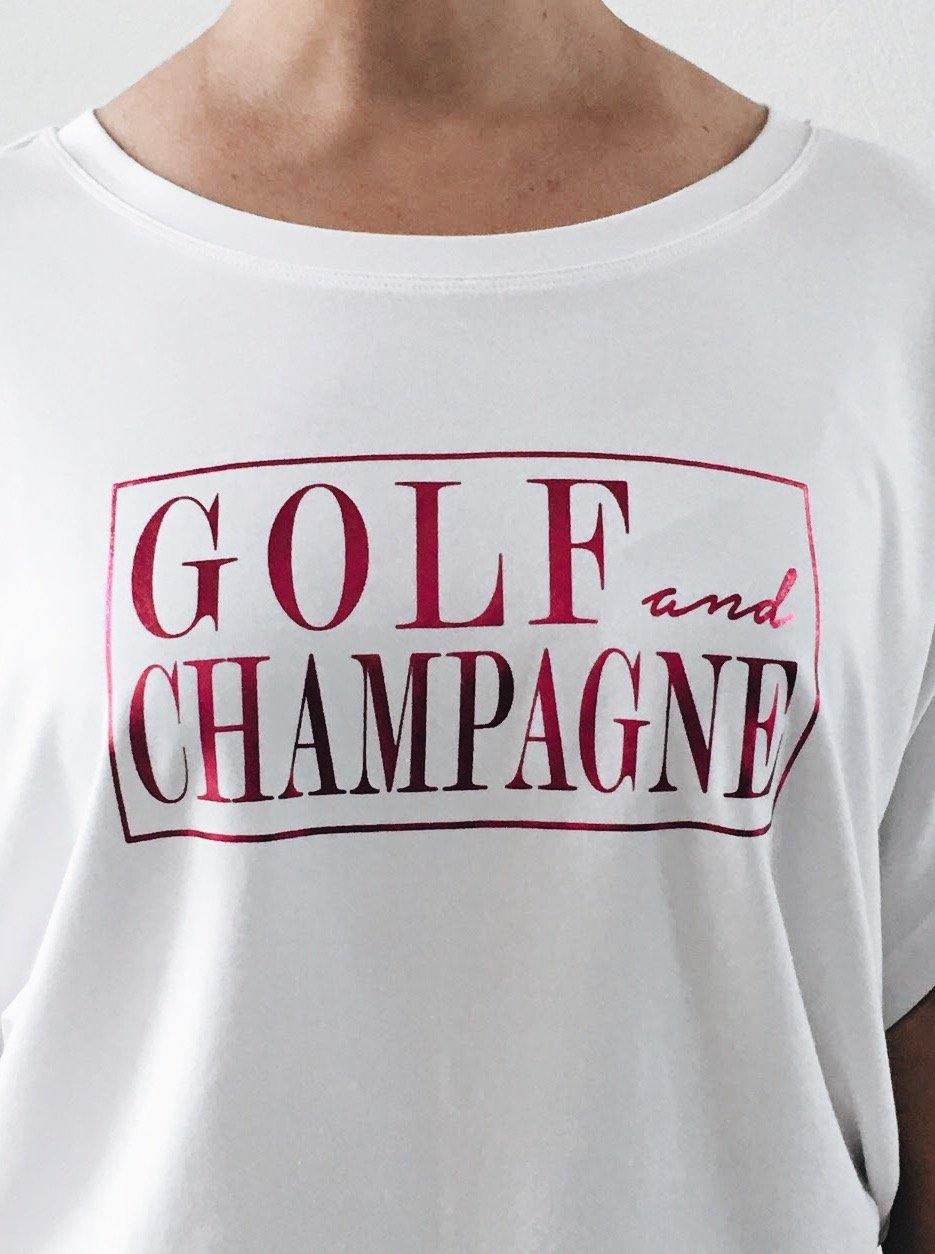 Bump & Run Golf and Champagne Circle Tee - Gals on and off the Green
