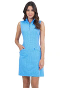 IBKUL Mini Check Print Sleeveless Mock Dress (Multiple Colors)