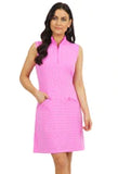 IBKUL Mini Check Print Sleeveless Mock Dress (Multiple Colors)