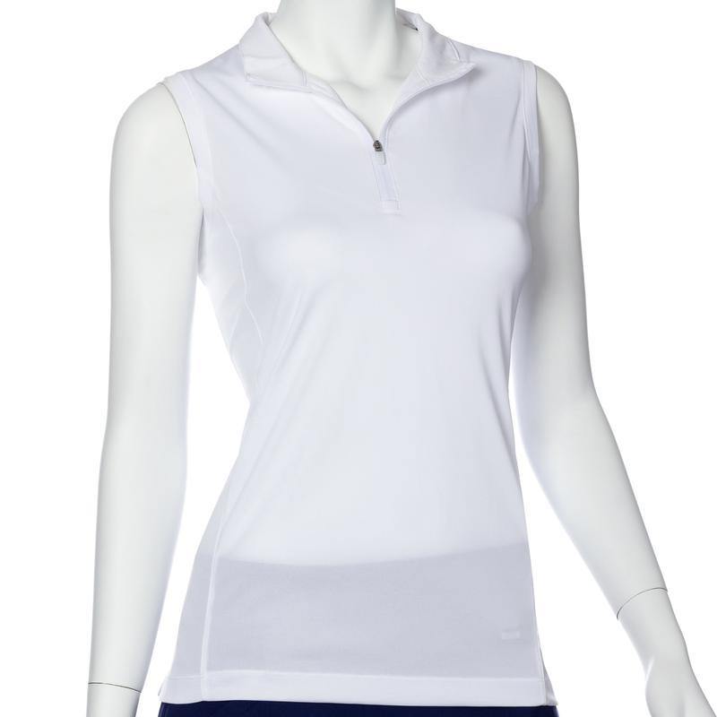 EP Pro Essential White Sleeveless Convertible Zip Collar Polo - Gals on and off the Green