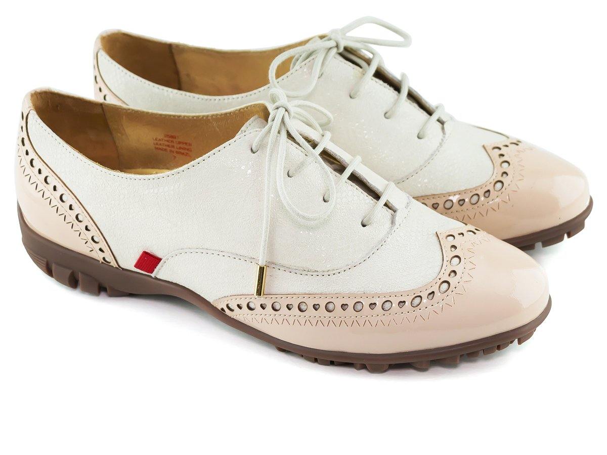 Marc Joseph NYC Golf Shoe in Cream Glaze/Nude Patent - Gals on and off the Green