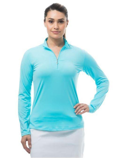 SanSoleil SunGlow Long Sleeve Zip Mock (Multiple Colors) - Gals on and off the Green