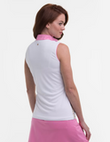 EPNY Picture Perfect Sleeveless Zip Mock Polo with Contrast