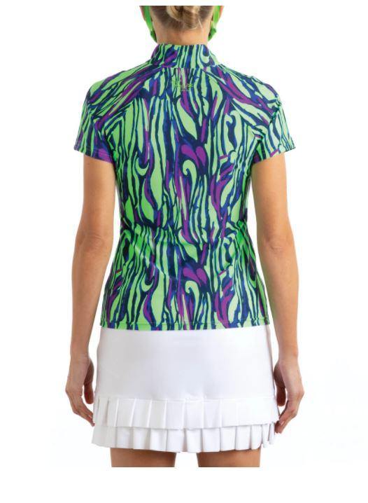 Tzu Tzu Lucy Wild Print Short Sleeve Polo - Gals on and off the Green