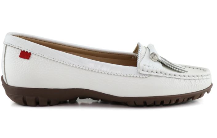 Marc Joseph Victory Blvd Golf Shoe in White Pearlized Grainy