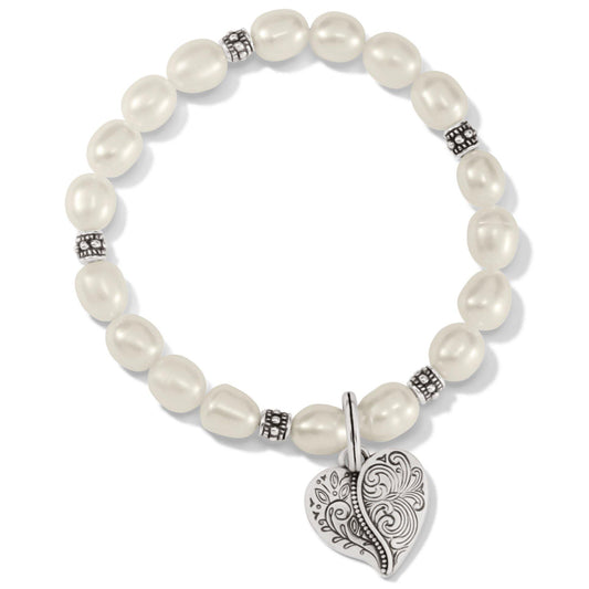 Brighton Ornate Heart Pearl Stretch Bracelet - Gals on and off the Green