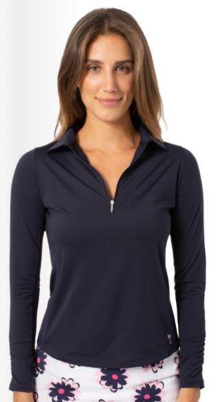 Golftini Long Sleeve Zip Stretch Polo (Multiple Colors) - Gals on and off the Green